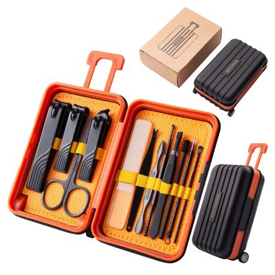 12 IN 1 Professional Stainless Steel Travel Grooming Manicure & Pedicure Set Care Tools