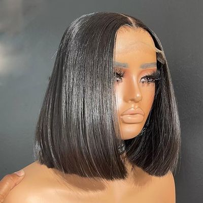 Bob Wig Human Hair Pre Plucked 13x6 HD Transparent Lace Front Wig Short Straight Wigs Human Hair For Black Women Brazilian Virgin Hair Wear and Go Glueless Wig Natural Color 150% Density 10Inch