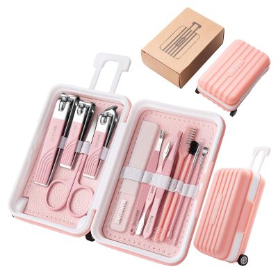 12 IN 1 Professional Stainless Steel Travel Grooming Manicure & Pedicure Set Care Tools