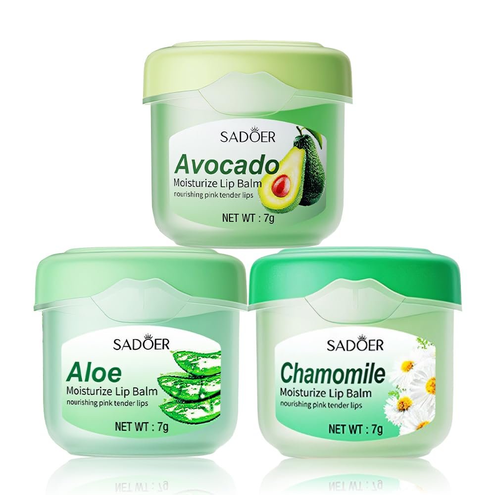 3 Pack Bundle Lip Balm 0.25 Oz / 7g with box (3PACK, Aloe, Chamomile, Avocado)