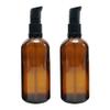 2PCS 100ML/3.4 oz Amber Glass Emulsion Pump Bottle Refillable Press Bottles with Cap Cream Lotion Foundation Container Dispenser Storage Bottle Travel Daily Life Accessories view 1