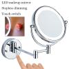 LED Makeup Mirror with Lights and 10x Magnification Vanity Mirror Wall Mounted Round Double Sided Vanity Magnifying with 360 Swivel Extendable Arm Make up Mirror,Black,Hard Wired(Brushed Nickel,Hard view 4