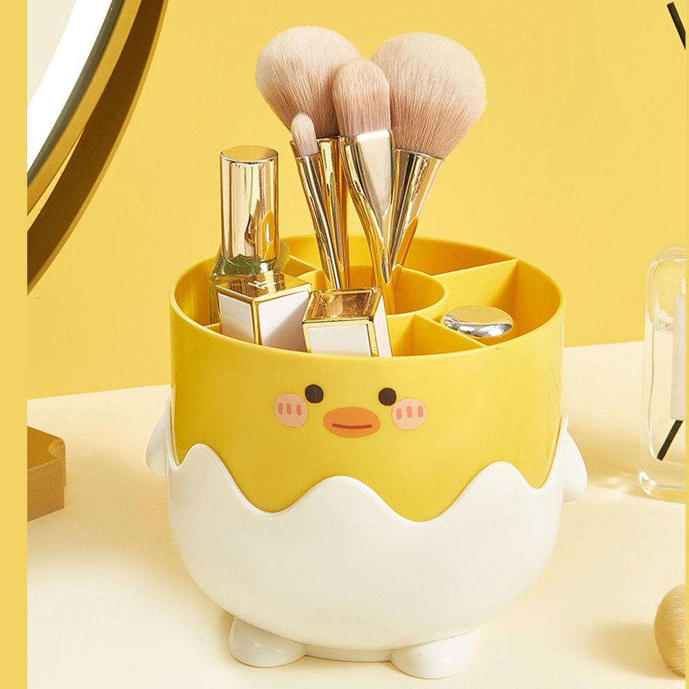 Acouto Little Yellow Duck Makeup B Holder Plastic Storage et Compartmentalized Metic Holder et for Makeup Brushes