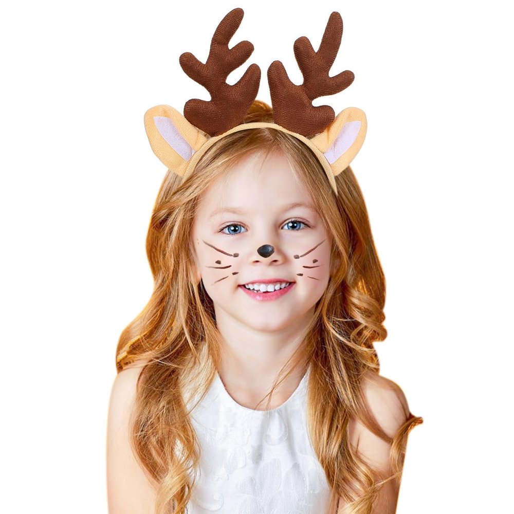 DEARMAMY Reindeer Antlers Headband:Animal Ears Hairband Cute Headband Lovely Headdress Party Cosplay Deer Costume for Christmas Holiday Birthday Party