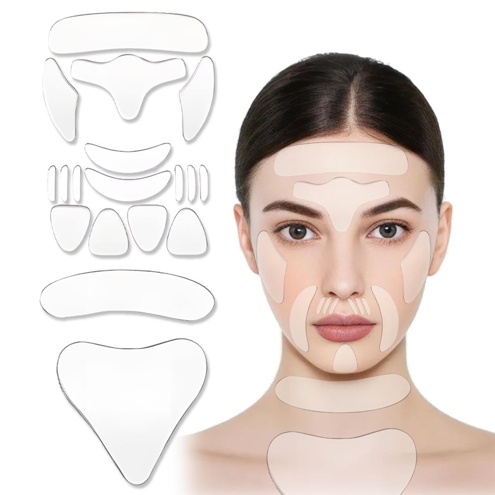BOSOIRSOU 18 pcs Anti Wrinkle Patches, Reusable Forehead Wrinkle Patches Facial Anti Wrinkle Patches for Skin Lines Prevention, Silicone Face Patches for Forehead Wrinkles Treatment for Women