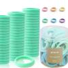 100 Pcs Seamless Hair Ties Ponytail Holders - No Damage Accessories for Thick Hair, Women, Girls, Men - Green view 1