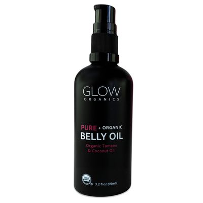 Glow Organics Belly Oil for Pregnancy, Prevents Stretch Marks & Scars, Organic Maternity Skincare, Fast-Absorbing, Pregnancy Safe Daily Ritual, 95ml