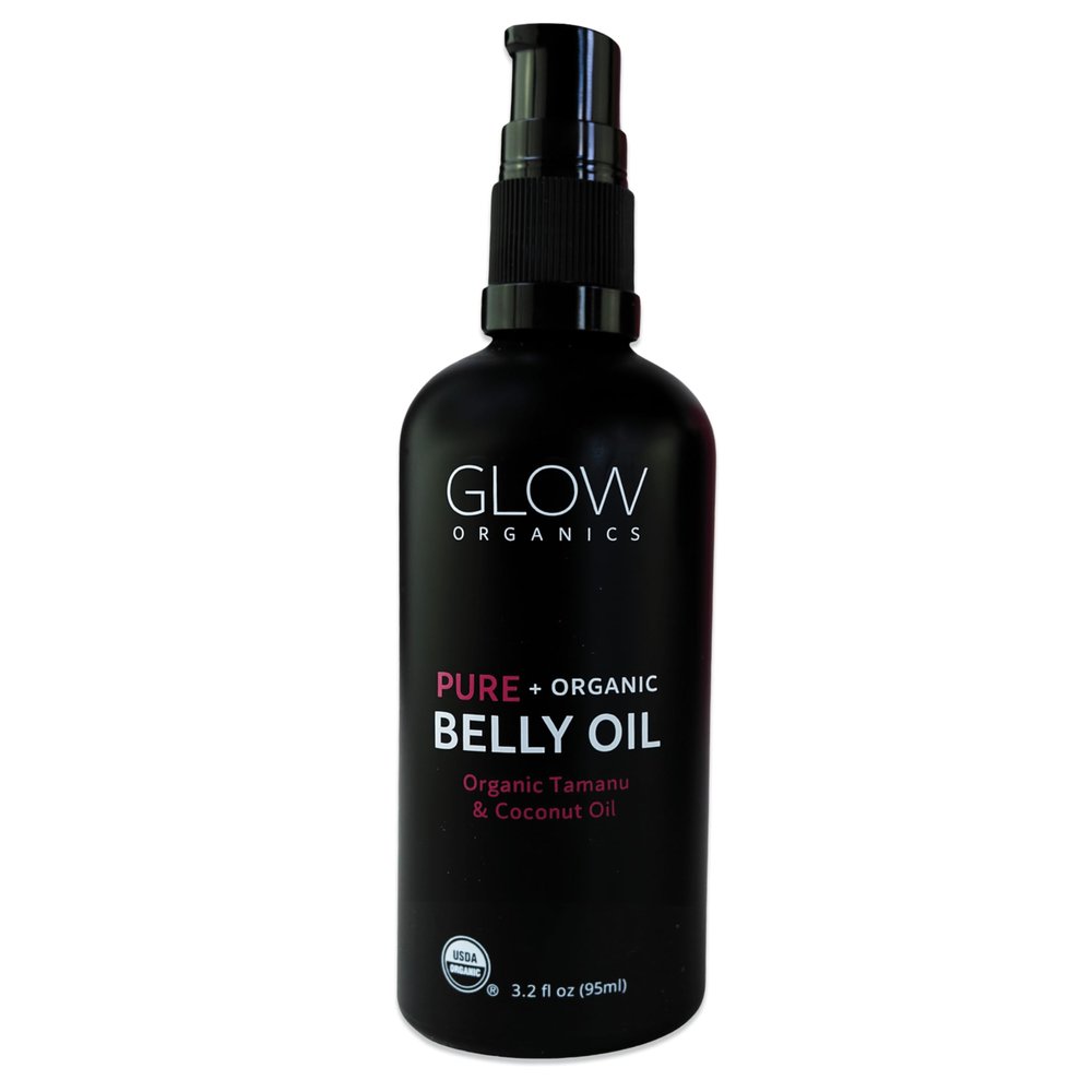 Glow Organics Belly Oil for Pregnancy, Prevents Stretch Marks & Scars, Organic Maternity Skincare, Fast-Absorbing, Pregnancy Safe Daily Ritual, 95ml