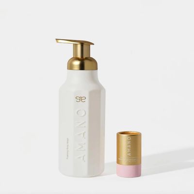 AMANO BEAUTY Crystal Body Wash Starter Kit - Luxury Foaming Body Wash with Reusable Bottle & Body Wash Vegan, Sulfate-Free,Phthalate-Free - Glowing and Smoother Skin in 30 DAYS (Rose BlackCurrant)