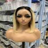 Sunature Human Hair Wigs, Seamless and Natural Appearance Real Hair Wigs, 13X4 Full Lace Wigs, Straight Hair Wigs (T1b27, 180% 8in) view 3
