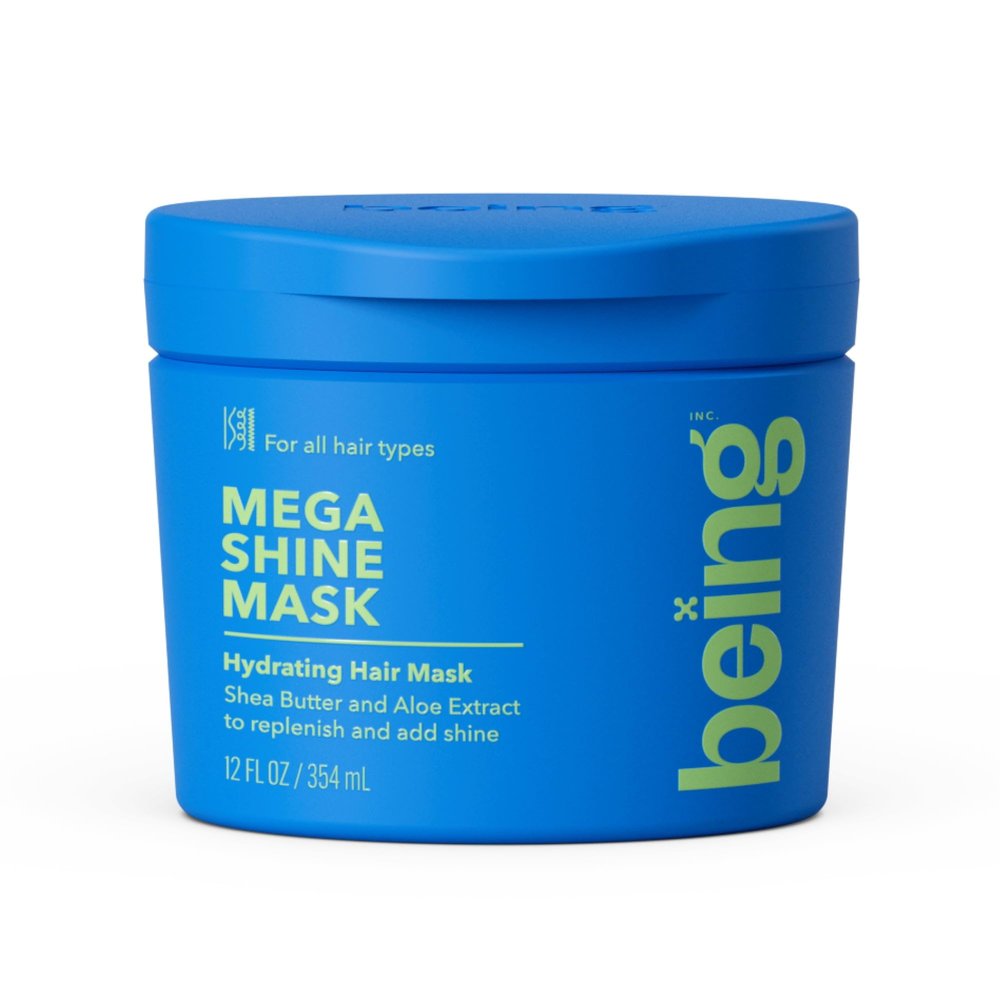 being MEGA SHINE Hair Mask with Shea Butter and Aloe Extract, 12 fl oz