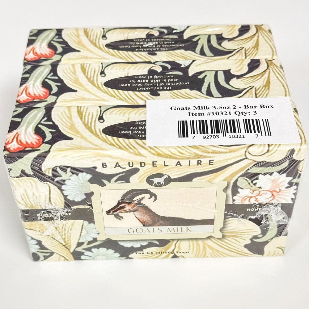Baudelaire Honey Soap, Goats Milk, 2 Bar Set, (3 boxes)