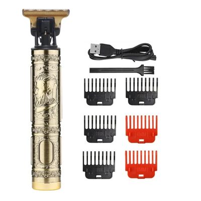 2023 Vintage Body T9 Cordless Electric Shaver Hair Cutting Machine for Man Hair Clipper Barber Beard Trimmer USB(Metal Man)