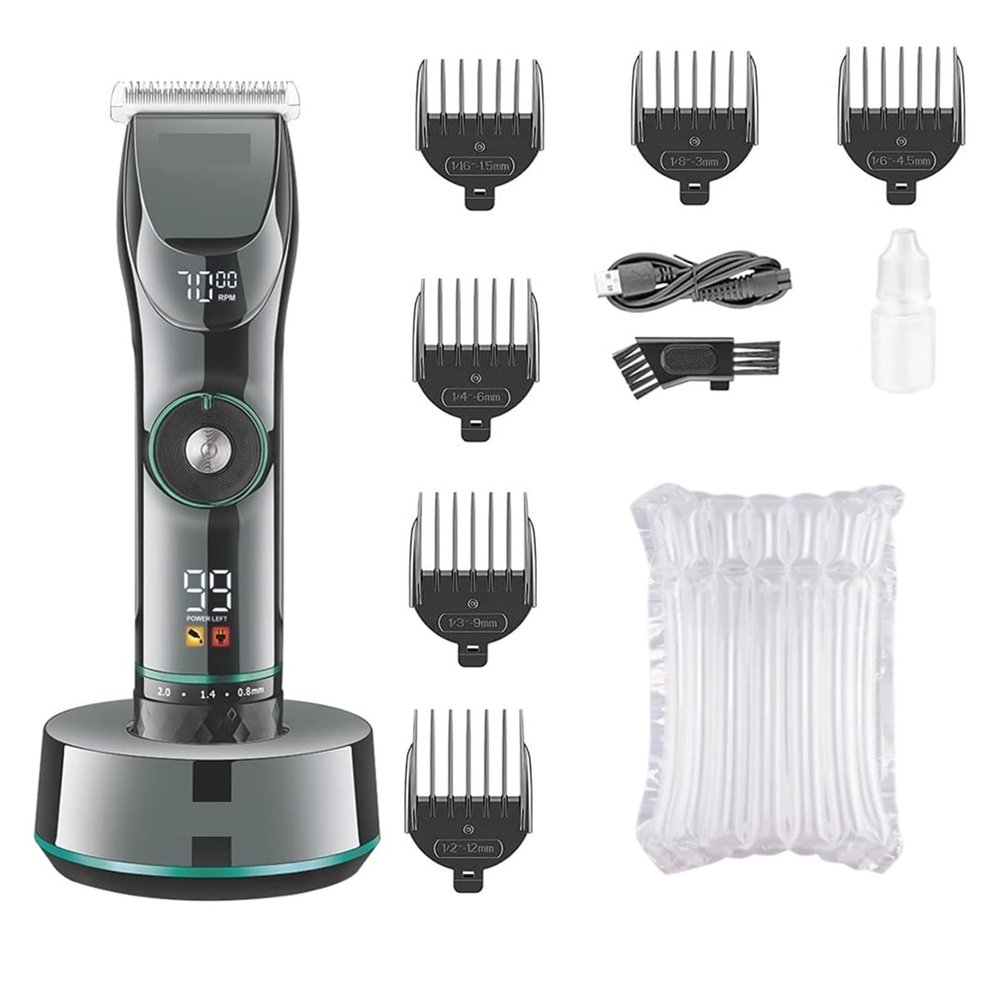 Base Professional Hair Clipper Man Suit Trimmer Beard LCD Wireless Charging Haircut Machine for V-256 Comb Care(No Box)