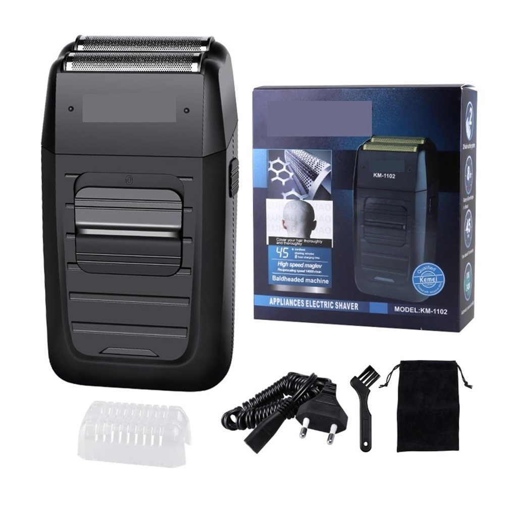 Rechargeable Cordless Shaver for Men Twin Blade Reciprocating Beard Razor Face Care Multifunction Strong Trimmer KM-1102