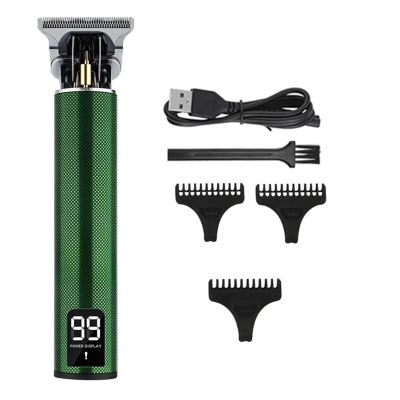 2023 Vintage Body T9 Cordless Electric Shaver Hair Cutting Machine for Man Hair Clipper Barber Beard Trimmer USB(Metal Green LCD)
