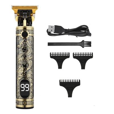 2023 Vintage Body T9 Cordless Electric Shaver Hair Cutting Machine for Man Hair Clipper Barber Beard Trimmer USB(Metal Dragon LCD)