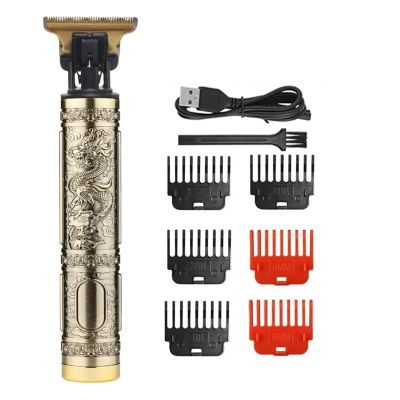 2023 Vintage Body T9 Cordless Electric Shaver Hair Cutting Machine for Man Hair Clipper Barber Beard Trimmer USB(Metal dragon2)