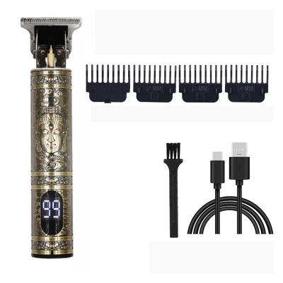 Electric Barber T9 Upgraded LCD Rechargeable Retro Oil Head Carving Electric(LCD Buddha 1.0)