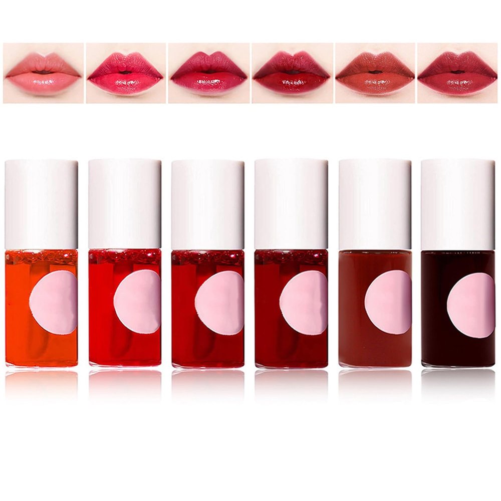 6 Colors Liquid Tint Stain, Korean Lip Gloss Moisturizing Natural Mini Liquid Lipstick, Lip Stain Long Lasting Waterproof, Multi-Use Lip and Cheek Tint Stain (6 PCS)