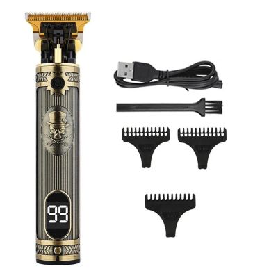 2023 Vintage Body T9 Cordless Electric Shaver Hair Cutting Machine for Man Hair Clipper Barber Beard Trimmer USB(Metal Skull LCD)