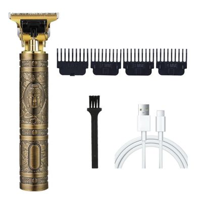 Electric Hair Clipper Professional USB Cordless Clipper Professional Beard Trimmer Haircut Grooming Kit Hair Cutting Machine(ABS Buddha)