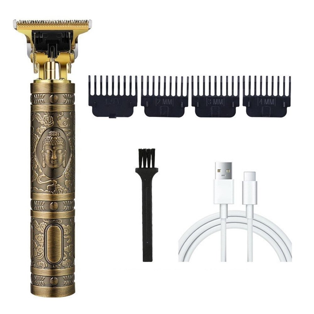 Electric Hair Clipper Professional USB Cordless Clipper Professional Beard Trimmer Haircut Grooming Kit Hair Cutting Machine(ABS Buddha)
