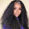 Luxclipse Headband Wig Real Hair Kinky Curly Headband Wig Wigs for Black Women None Lace Front Wigs Deep Curly Real Hair Wigs 150% Density Natural Black Color (Black,16 Inch) view 1