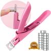 Acylic Nail Clippers and Metal Silver Cuticle Pusher, Pink Adjustable Nail Clippers with Magnets Sizers for Acrylic Nails and 2PCS Metal Silver Cuticle Pusher view 2