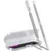 Acylic Nail Clippers and Metal Silver Cuticle Pusher, Pink Adjustable Nail Clippers with Magnets Sizers for Acrylic Nails and 2PCS Metal Silver Cuticle Pusher view 3