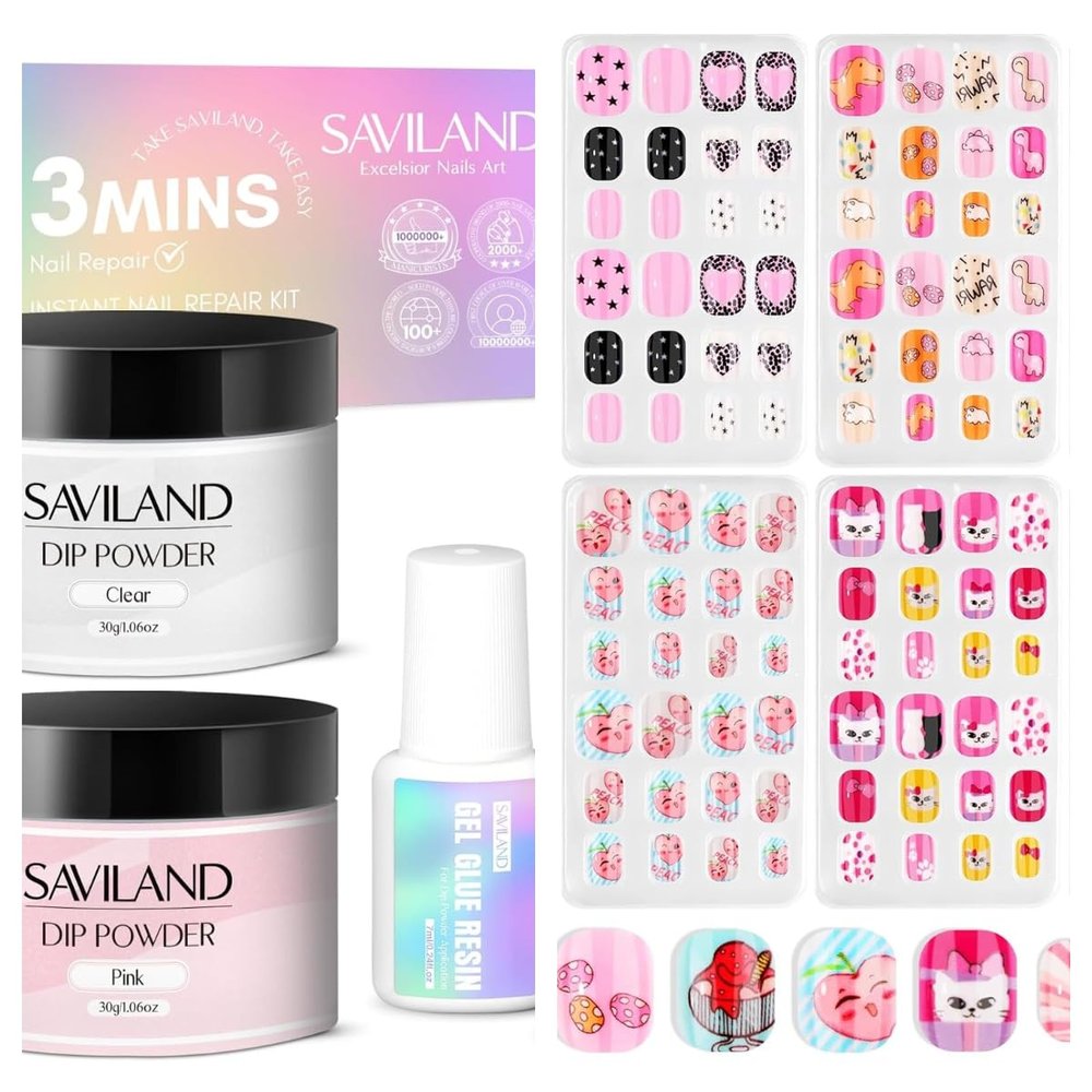 Saviland 60g Nail Repair Kit for Broken Damaged Nails and Press on Nails for Kids 7-day Styling
