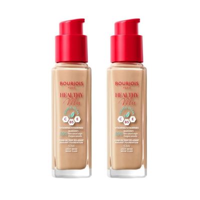 2 x Bourjois Healthy Mix Clean and Vegan Foundation 30ml - 53W Light Beige