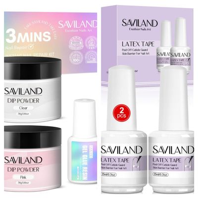 Saviland 60g Nail Repair Kit for Broken Damaged Nails and Liquid Latex for Nails