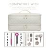 ARLMEGOR Double-Layer Travel Carrying Case for Revlon One-Step Hair Dryer Brush Volumizer Styler Shark FlexStyle Attachment Portable Storage Organizer Bag Hair Tools Travel Bag (Beige) view 2