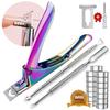 Acylic Nail Clippers and Metal Silver Cuticle Pusher, Chameleon Adjustable Nail Clippers with Magnets Sizers for Acrylic Nails and 2PCS Metal Silver Cuticle Pusher view 1