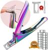 Acylic Nail Clippers and Metal Silver Cuticle Pusher, Chameleon Adjustable Nail Clippers with Magnets Sizers for Acrylic Nails and 2PCS Metal Silver Cuticle Pusher view 3