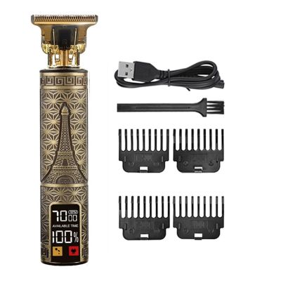 2023 Vintage Body T9 Cordless Electric Shaver Hair Cutting Machine for Man Hair Clipper Barber Beard Trimmer USB(Metal Tower LCD)