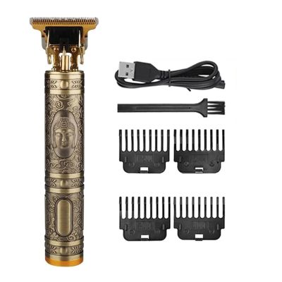 2023 Vintage Body T9 Cordless Electric Shaver Hair Cutting Machine for Man Hair Clipper Barber Beard Trimmer USB(Metal buddha1)