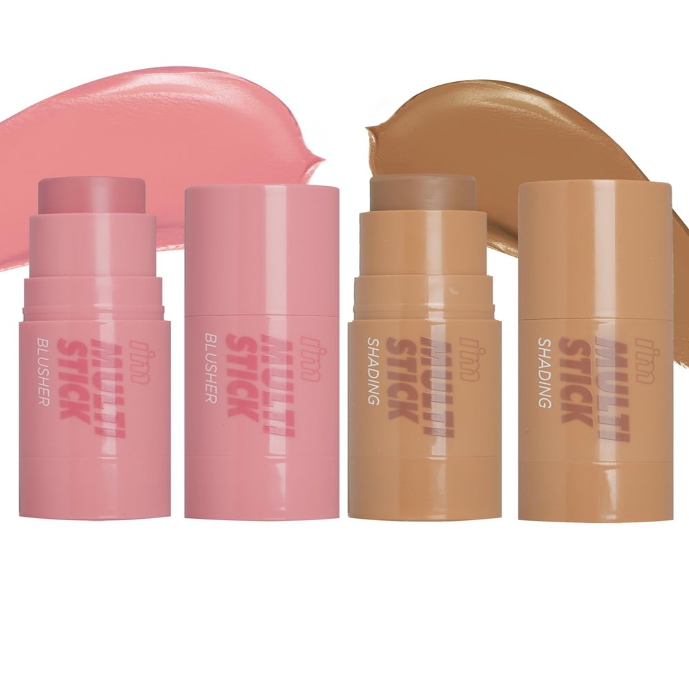I'M MEME I'm Multi Stick Blusher 005 Bliss Mauve + Contour Stick for Face - I'm Multi-stick Shading 001 Bronzer, 0.24 Oz Bundle