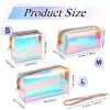 Dunzy 8 Pcs Holographic Iridescent Clear Makeup Bags with Zipper Travel Cosmetic Pouches with Wrist Loop Waterproof Toiletry Organizer Case Home Office Beach Pouch Purse Diaper Vacation Gift Bag(L) view 2