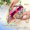 Dunzy 8 Pcs Holographic Iridescent Clear Makeup Bags with Zipper Travel Cosmetic Pouches with Wrist Loop Waterproof Toiletry Organizer Case Home Office Beach Pouch Purse Diaper Vacation Gift Bag(L) view 4