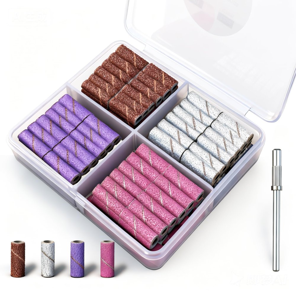 100Pcs Mini Nail Drill Bits Small Sanding Bands for Nail Drill with 3 mm Mandrel Bit, 80 120 180 240 Fine Grit Nail File for Acrylic Nails Gel Manicures and Pedicure(100pcs)