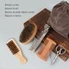 Beard Brush and Comb Set with Mustache Scissors Grooming Kit, Natural Boar Bristle, Dual Action Wood Comb, Dual Side Brush for Men's Facial Hair, Travel Bag view 2
