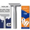 Matte Silver Safety Razor and 50 Razor Blades view 1