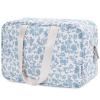 Narwey Full Size Toiletry Bag Women Large Cosmetic Bag Travel Floral Makeup Bag Organizer Medicine Bag for Toiletries Essentials Accessories (Little Blue Flower,Large) view 1
