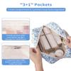 Narwey Full Size Toiletry Bag Women Large Cosmetic Bag Travel Floral Makeup Bag Organizer Medicine Bag for Toiletries Essentials Accessories (Little Blue Flower,Large) view 2