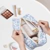 Narwey Full Size Toiletry Bag Women Large Cosmetic Bag Travel Floral Makeup Bag Organizer Medicine Bag for Toiletries Essentials Accessories (Little Blue Flower,Large) view 3