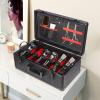 Beauty Salon Barber Case,Hair Stylist Tool Kits Organizer,Professional Barber Travel Carry Case for Hair Scissors Tools Hair Stylist Pet Groome,Barber Carrying Case with Code Lock (Black and Red) view 2