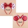 LSHDXD Christmas Mouse Ears Bow Headband Hair Hoop With a Plush Circle Around the headband Glitter Snowflake Hair bands for Christmas Party Supplies Hot Pink Princess Dress Up view 4