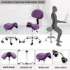 JIXDILO Saddle Stool Rolling Saddle Chair,Swivel Stool with Wheels,Ergonomic Lash Stool Salon Pedicure Stool,for Medical Lab Pharmacy Studio Salon Workshop(No Back, Beige) view 2